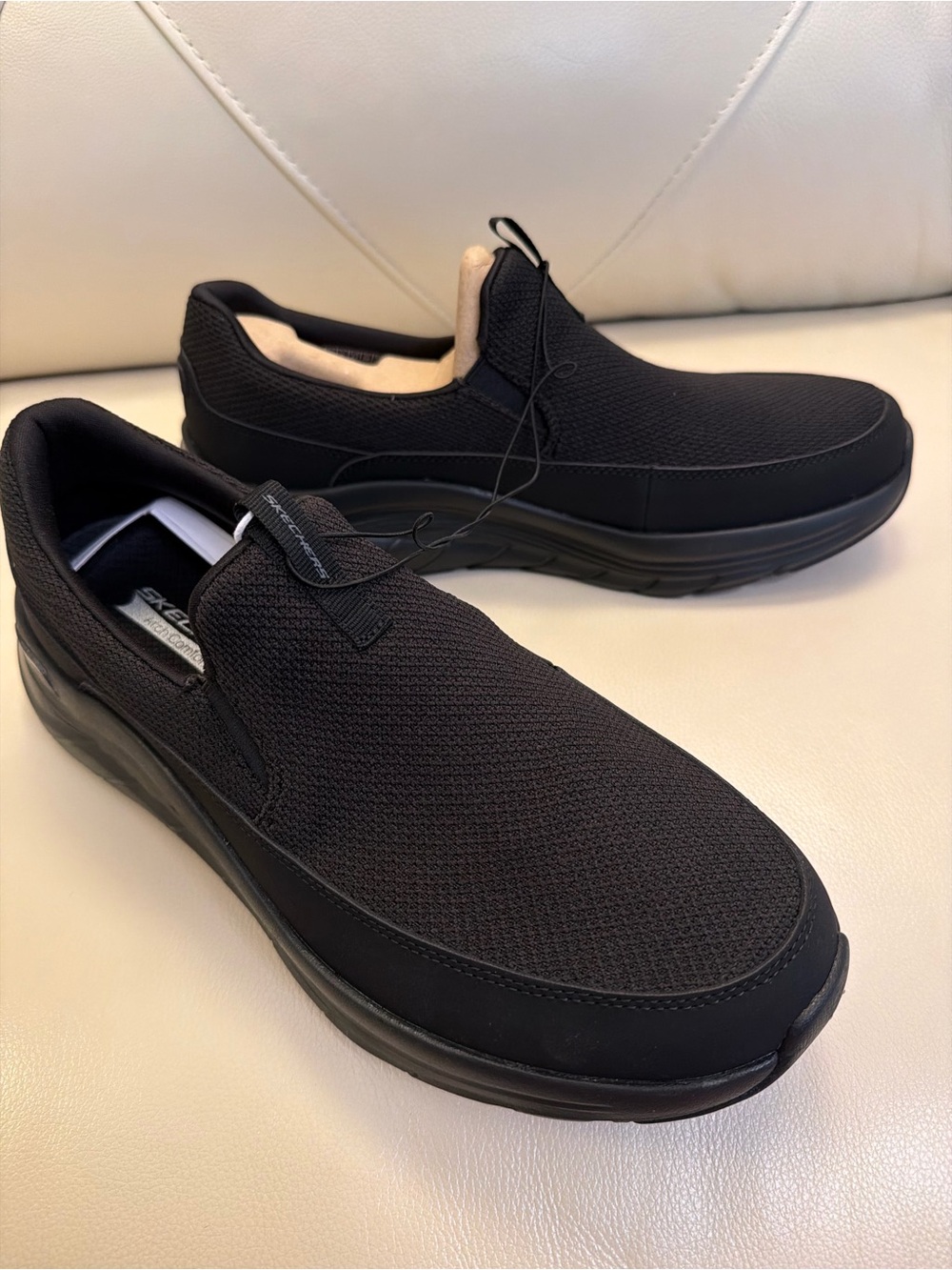 Skechers Black Slip-On Knit Loafers